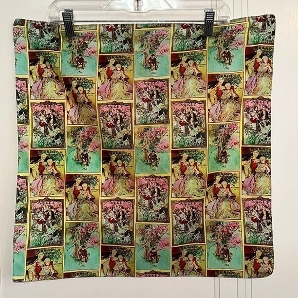 Vtg Renaar-Hollyvogue square polyester scarf with early 1900s pictures or ads - Picture 1 of 12